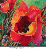 Floral Delight-Poppy-1, Dye on Silk